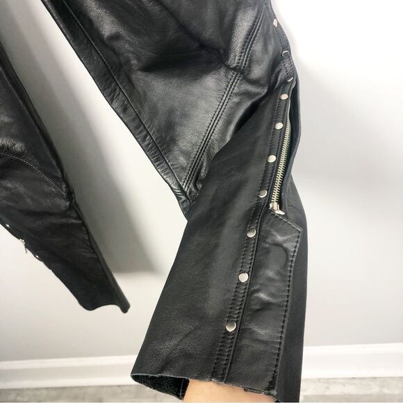 HARLEY DAVIDSON | Straight Leg Black Leather Pants Studded Women’s Size 6 / 34 - Picture 6 of 12